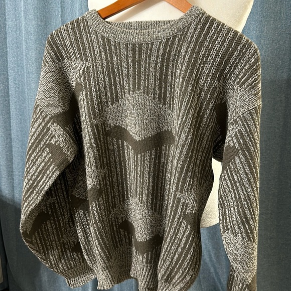 Vintage 90s JT Beckett Sweater Mens Pullover Geometric Crewneck M - Picture 2 of 6
